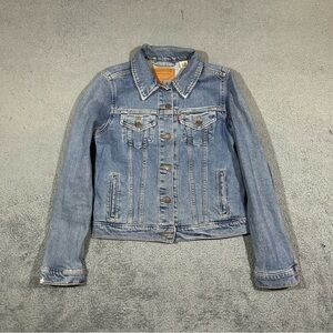 Levi's Premium Denim Trucker Jacket Women’s Medium Big E Western Chore #1644